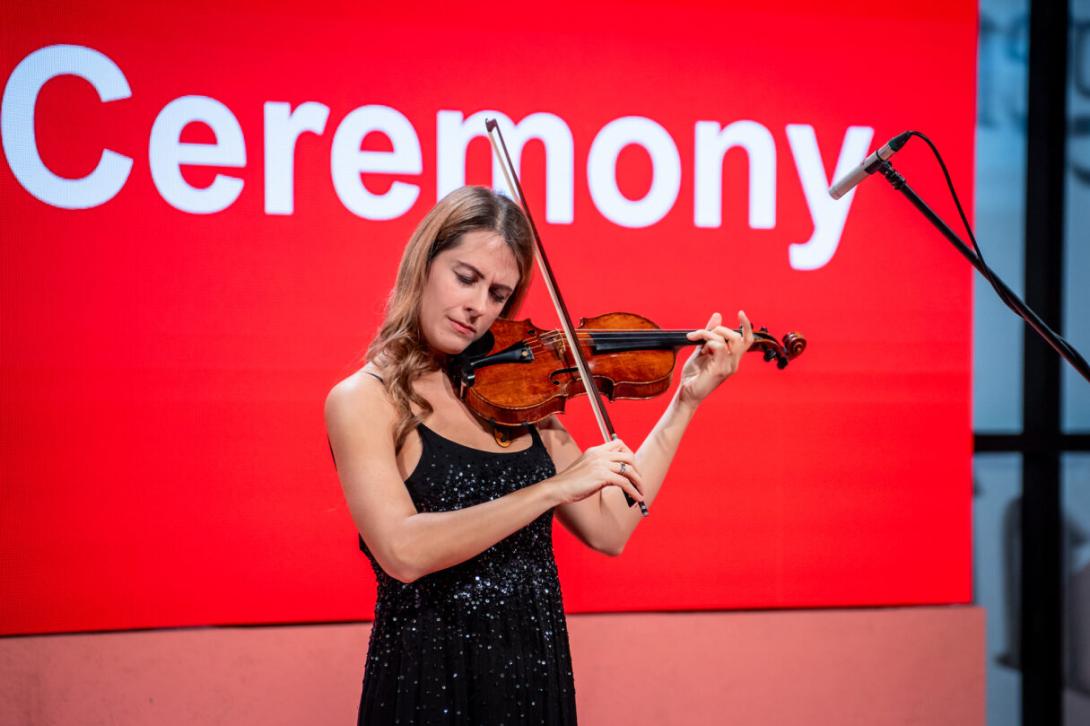 Francesca Dego playing at handover ceremony